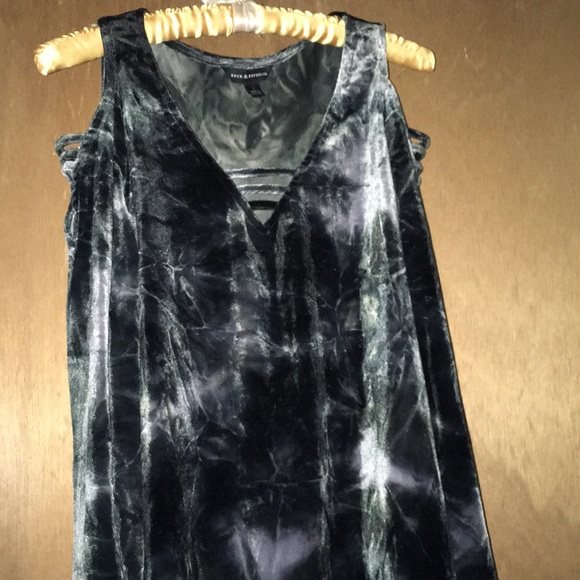 Rock & Rebel Gray Velvet Sexy Cut Out Top - Picture 3 of 4